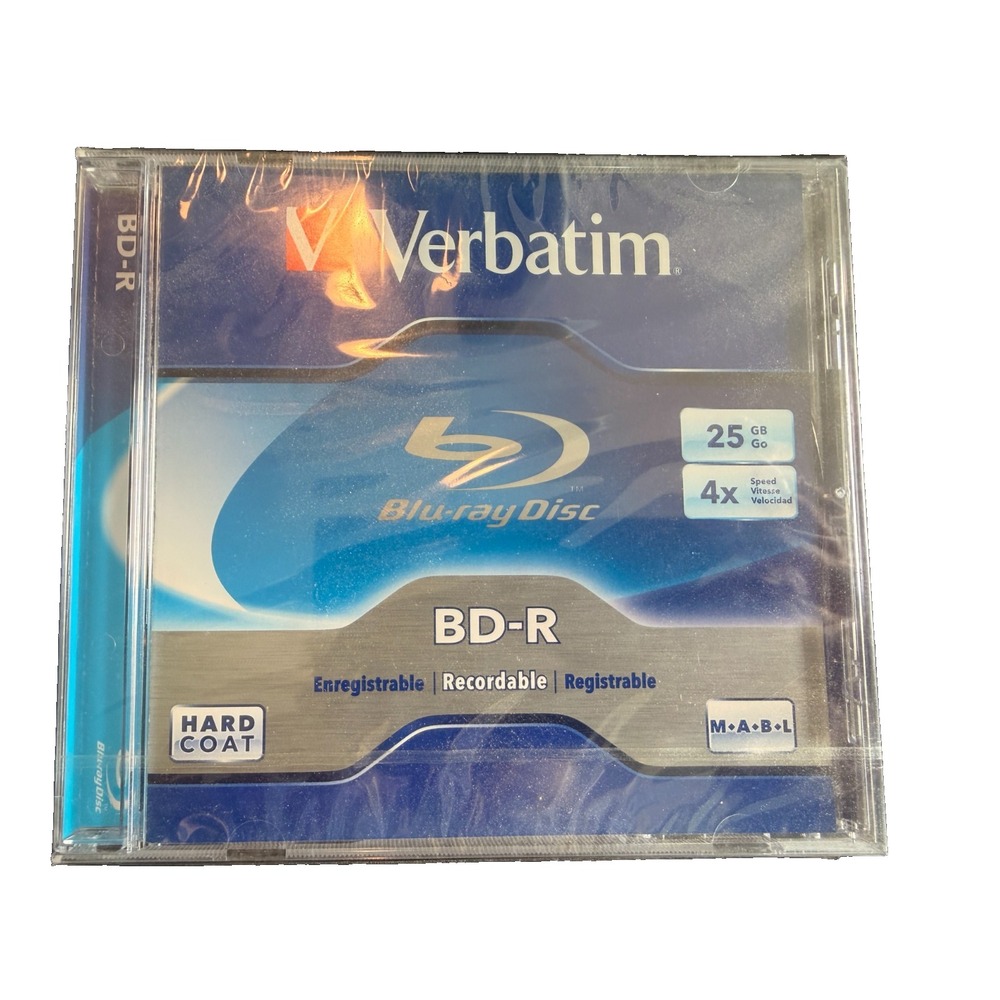 New, Sealed Verbatim BD-R Blu-ray Disc Recordable 25GB 4X Speed Hard Coat #96434